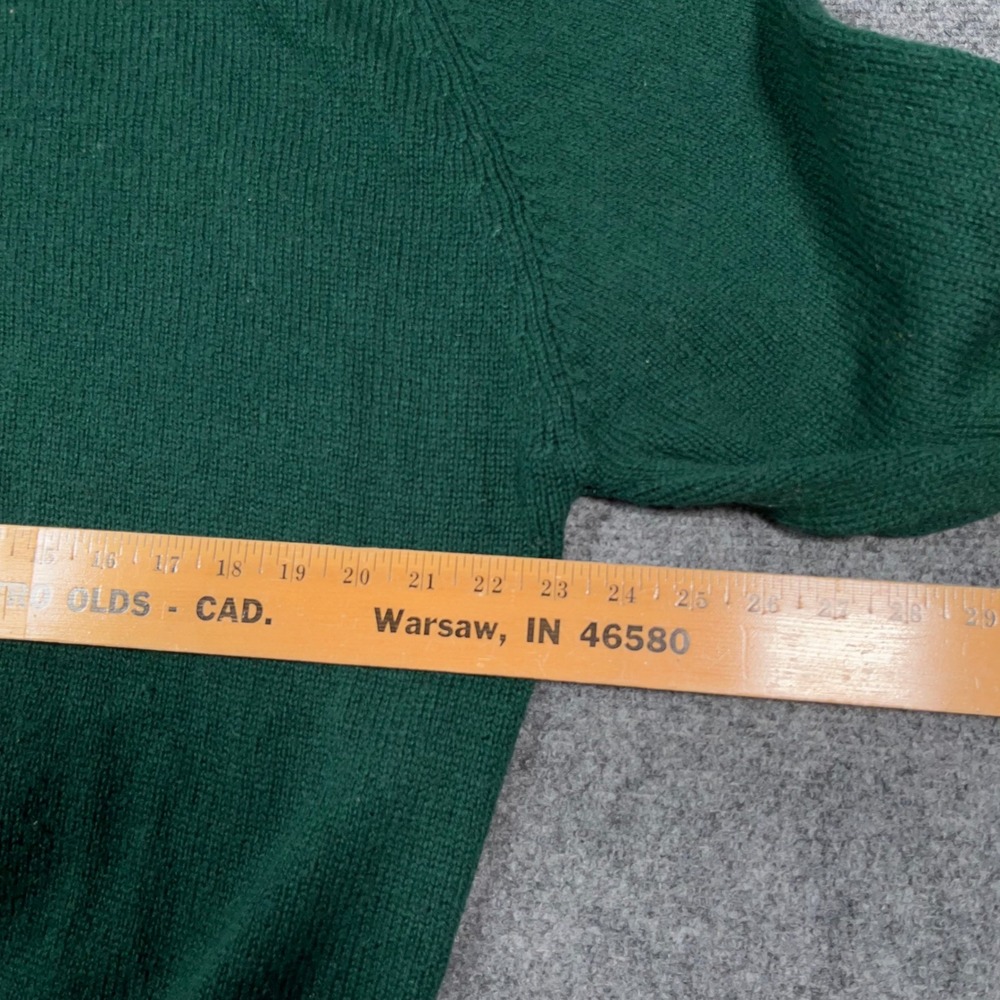 VTG REI Virgin Wool Crewneck Sweater Mens Large Ribbed Knit Forest Green Grandpa - Picture 5 of 8